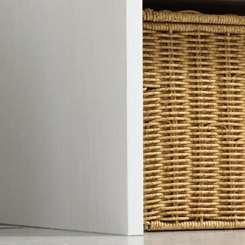 Rootz Wardrobe With Shoe Bench - 1 Hat Rack - 4 Coat Hooks - Chipboard - Steel - Natural + White - 60L x 28W x 120H cm