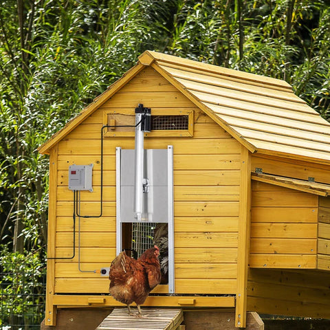 Rootz Automatic Stable Door - Automatic Chicken Door - Safe Chicken Coop Door - Chicken Flap - Door Opener - Timer Remote Control - Waterproof - Aluminum - 30L x 30W cm