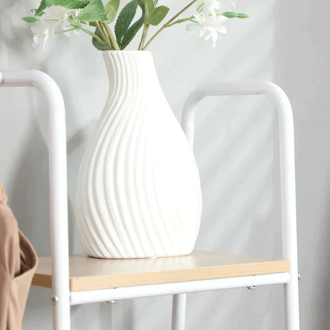 Rootz Clothes Rack - Clothes Stand - Coat Stand - 5 Shelves - 1 Clothes Rail - Natural + White - 101 cm x 39 cm x 160 cm