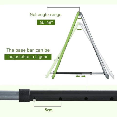 Rootz Rebounder Net - Adjustable Rebounder Net - Training Goal Set - Rebound Wall Net - Green/Black - 75 x 75 x 64 cm