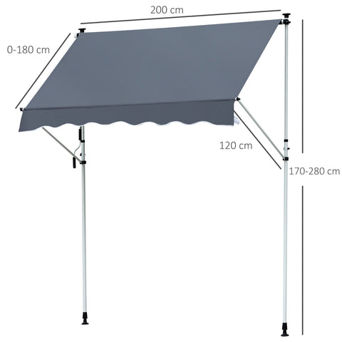 Rootz Awning - Aluminium/Iron/Polyester - Sun protection - Hand crank - Cream white - 200 x 120 cm