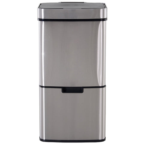 Rootz Prullenbak - Sensor Prullenbak - Afvalscheidingssysteem - 72 L - 3-Vaks - RVS - 42 x 30 x 81 cm - Zilver