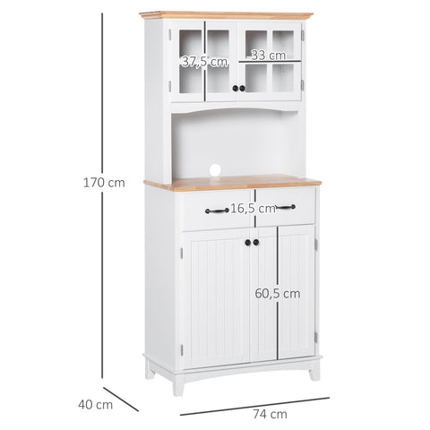 Rootz Kitchen Cabinet - High Cupboard - Drawer - MDF - White - 74 x 40 x 170 cm