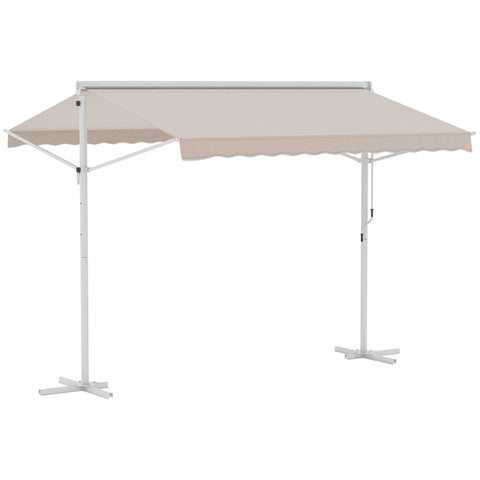 Rootz Awning - Stand Awning - Garden Awning - Folding Arm Crank - Beige - 3x3m