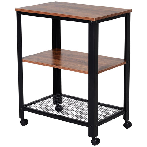 Rootz Keukentrolley - Keukentrolley - Serveerwagen - Keukenkast - 60 x 40 x 76,5 cm - 4 Wielen - Bewerkt Hout - Zwart - Bruin