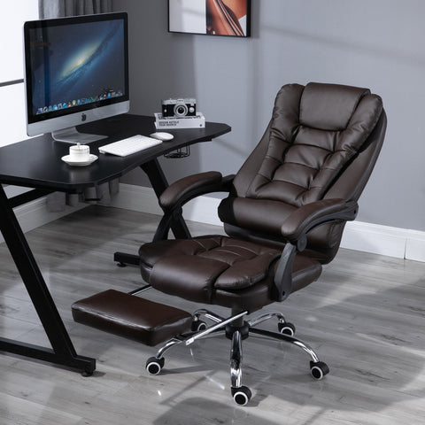 Rootz Office Chair - Gaming Chair - Gaming Chair - Swivel Chair - Ergonomic - Footrest - Adjustable - 64.5 x 69 x 117-127 cm - Brown