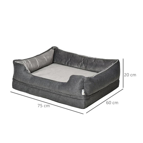 Rootz Hondenbed - Luxe Hondenbed - Hondenkussen - Hondenmatras - Dierenbed - Hoes Afneembaar en Wasbaar - Polyester - Grijs - 75 x 60 x 20 cm