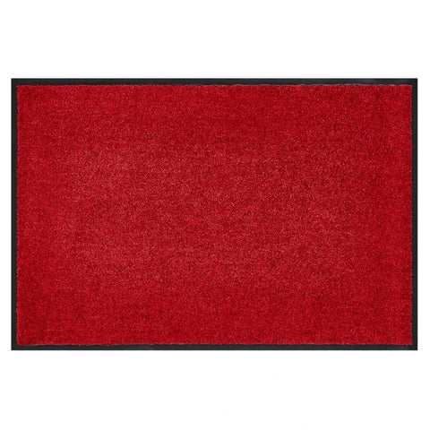 Rootz Doormat - Washable - Rubber Border - Non-slip - Red- 90 x 60 x 0.7 cm