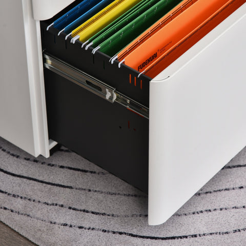 Rootz File Cabinet - Drawer Unit - Steel - Office Cabinet - Including Locker - White