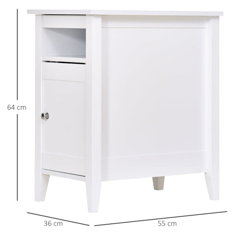 Rootz Bedside table - Side table - Coffee table - Folding door - Storage compartment - 36 x 55 x 64 cm - White - MDF - White