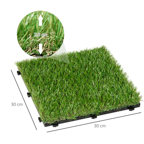 Rootz Artificial Grass Tiles - Patio Tiles Set - Artificial Grass - Outdoor Patio Tiles - Patio Flooring Tiles - Outdoor Grass Tile Set - Green - L30 x W30 x H3.5cm