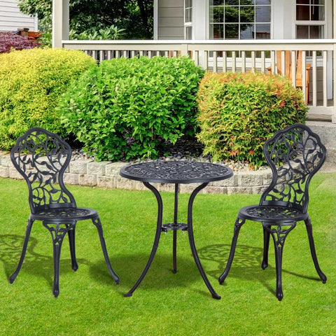 Rootz Bistro-Set – Aluminium-Garten-Set – Balkon-Set – Balkon-Möbel-Set – Bistro-Tisch-Stühle-Set – Gartenmöbel – Schwarz