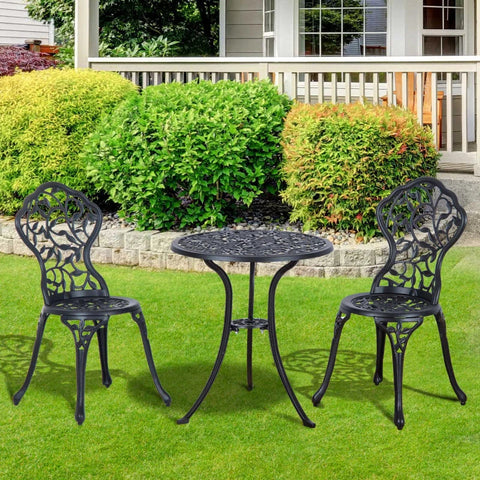 Rootz Bistro Set - Aluminum Garden Set - Balcony Set - Balcony Furniture Set - Bistro Table Chairs Set - Garden Furniture - Black