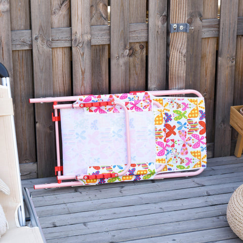 Rootz Kinderliege - Verstellbarer Gartenstuhl - Klappbar - Metall - Rosa - 118 x 40 x 24 cm