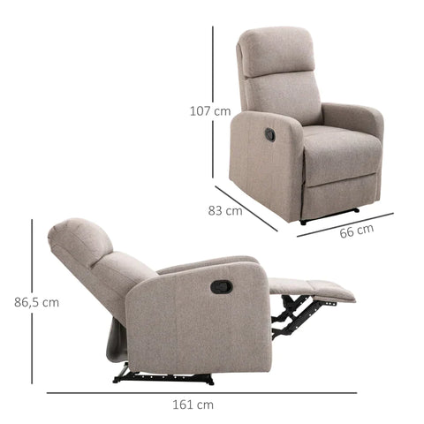 Rootz Armchair - Tv Armchair - Relax Armchair - Recliner - Lounge Chair - Couch Recliner - Grey - W66 x L83 x H107 cm