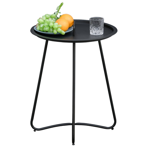 Rootz Side Table - Garden Coffee Table - With Handle - Metal - Black - 46 x 56 cm