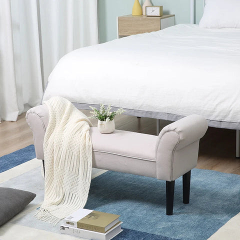 Rootz Bedroom Bench - Bench Seat - Upholstered Bench - MDF Foam - Grey - 102 x 31 x 51 cm