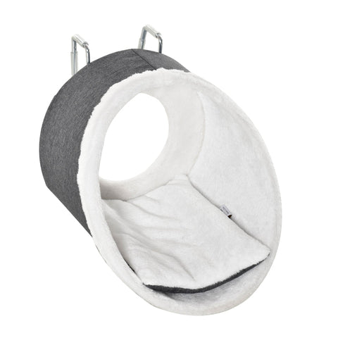 Rootz Cat Cave - Cat Hanging Cave - Cat Bed - Cat Perch Hanging Kitten House - Comfortabel Verwijderbaar Flanellen Tapijt - Donkergrijs/Wit - 48 x 35 x 35cm