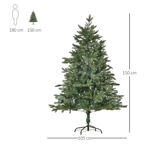 Rootz Christmas Tree - Artificial Christmas Tree - 1.5 M Christmas Tree - PVC PE - Metal - Green - Ø105 x 150 cm