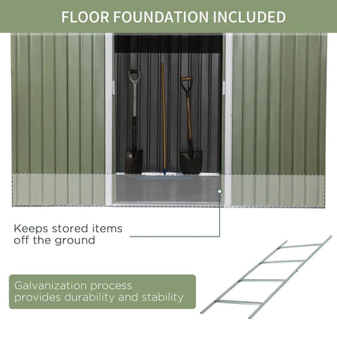 Rootz Tuinschuur - Gereedschapsschuur - Gegolfd Staal - Licht Groen - 2.77 x 1.95 x 1.92cm