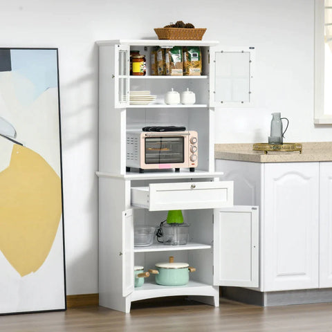 Rootz Kitchen Cabinet - Display Cabinet - Storage Cabinet - Cabinet - White - 68.6W x 40D x 164Hcm