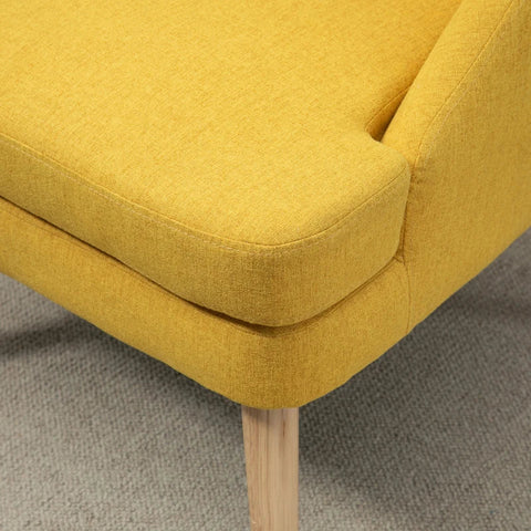 Rootz Dining Room Chair - Kitchen Chair With Armrest - Upholstered Chair - Living Room Chair - Office Chair For Living Room - Bedroom - Modern Design - Linen Touch - Wood - Yellow - 63 x 69 x 79.5 cm