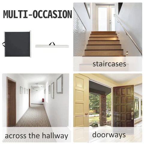 Rootz Pet Safety Gate - Security Gate - Smart Pet Gate - Retractable Safety Gate - Grey - 115Lx82.5Hcm