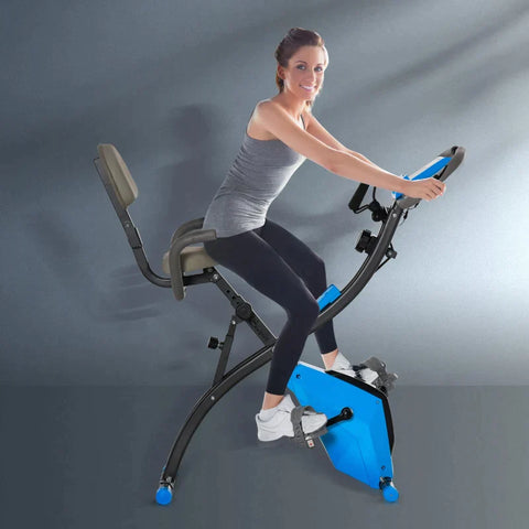 Rootz Exercise Bike - X-Bike - Exercise Bike X-Bike - Bike Trainer - LCD Display - Foldable Exercise Bike -  Blue - 97x51x115 cm