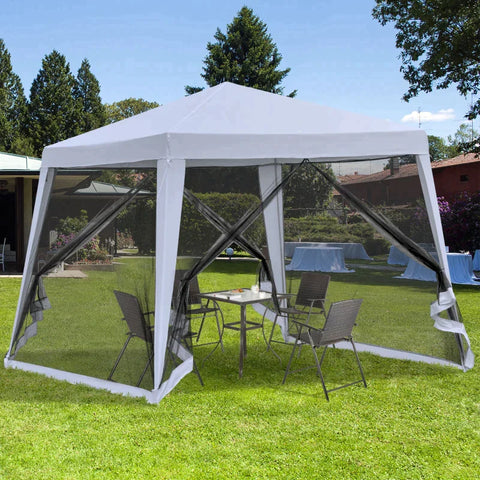 Rootz Pavillon – Gartenpavillon – Festzelt-Partyzelt – Zelt mit Moskitonetz – wetterfest – Metall + Polyester – Grau – 3 x 3 m