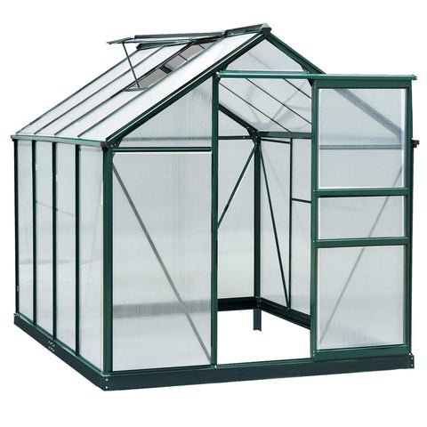 Rootz Greenhouse - Helder Polycarbonaat Greenhouse - Grote Walk-in Green House - Aluminium/PC Board - Groen/Transparant - 190L x 252B x 201H (cm)
