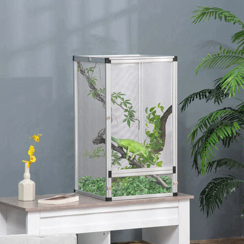 Rootz Reptile Box - Kweekbox voor reptielen - Amfibieën Spinachtigen Reptielenkweekbox - Reptielenkweektank - Aluminium - Zilver - 45 x 45 x 80 cm