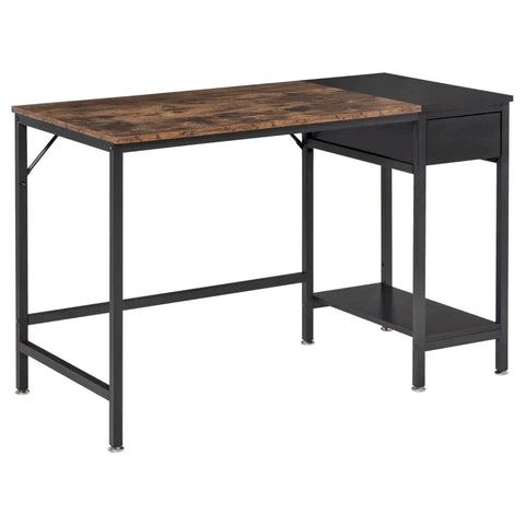 Rootz Desk - Desk With Bookcase - Work Desk with Side Storage - Industrial-Style - Brown/Black - 120 cm x 60 cm x 75 cm