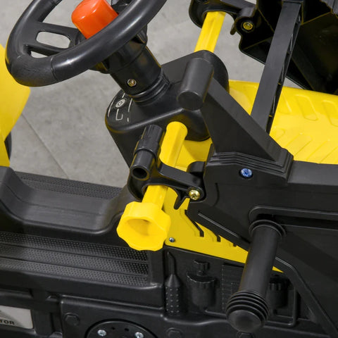 Rootz Children's Wheel Loader - Movable Shovel - Horn - Pedal Drive - Plastic - From 3 Years - Metal Frame - Black+Yellow - 114 x 41 x 52 cm