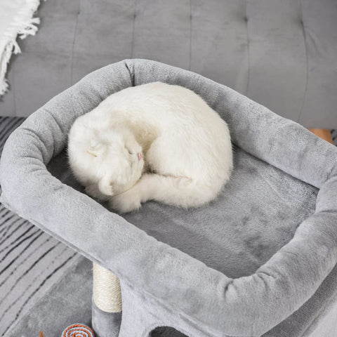 Rootz Cat Tree - Cat Climbing Tree - Sisal Posts - Cat Scratching Post - Light Grey - 59 x 39 x 83 cm