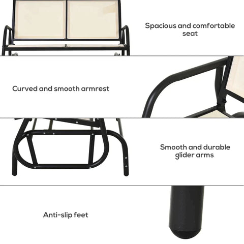 Rootz Rocking Chair - 2-Seater Rocking Chair - Garden Bench - Garden Swing Bench - Garden Furniture - Beige - 120 x 70 x 85 cm