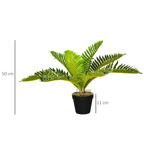 Rootz Kunstplanten - Tropische Kunstpalmplant - Kunstmatige Replica - Groen + Zwart - 50cm