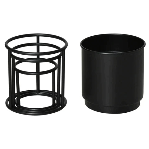 Rootz Set Van 3 Bloemenstandaards - Bloempot - Metalen Plantenstandaard - Bloemenkruk - Plantenkruk - Zwart - Ø22 x 41H cm