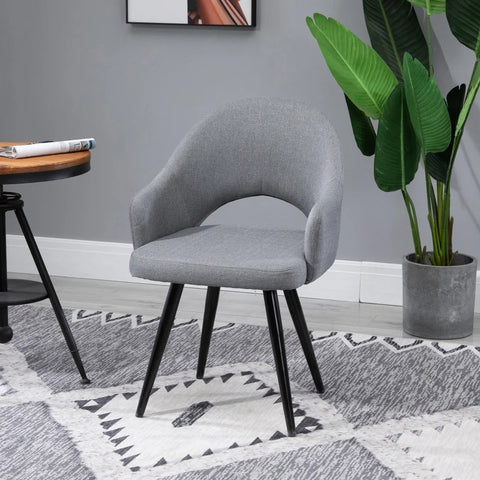 Rootz Dining Room Chair - Living Room Chair - Office Chair - Upholstered Chair - Armchair With Armrest - Linen Steel - Gray - 56 x 58.5 x 84.5 cm