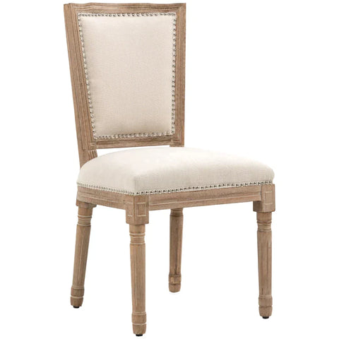 Rootz Dining Chair - Kitchen Chair - Rivet Decor - French Country House Style - Rubber Wood - Cream White - 50 x 59 x 97cm