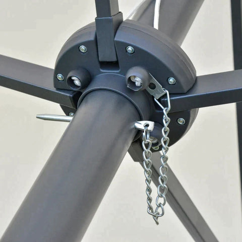 Rootz Double Sided Parasol - Parasol - Sun Umbrella - With LED Solar Lights - Cream White - 440 x 260 cm