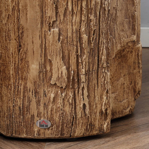 Rootz Side Table - Bedside Table - Log Design Side Table - Tree Stump Look Leveling Feet - Inorganic Ore Powder - Natural Wood - 37 cm x 37 cm x 43 cm