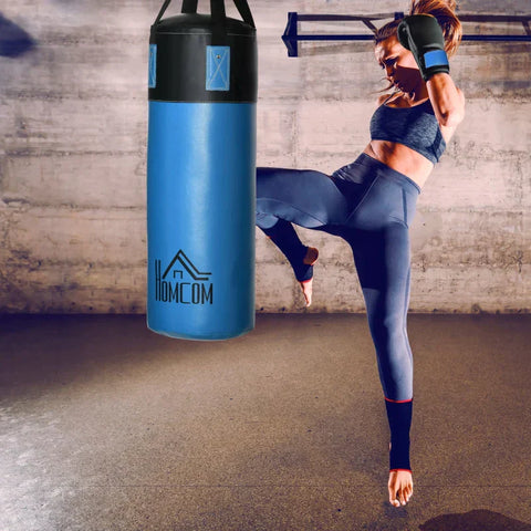 Rootz Punching Bag Set - Boxing Set - With Boxing Gloves - Filled Set - For Adults And Young People - Blue - 100 kg - Ø25 x 120 cm