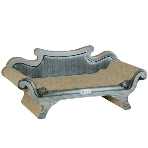 Rootz Scratching Board - Corrugated Cardboard - Scratching Furniture - Scratching Sofa With Mat - Scratching Toy - Cat Lounge - Scratching Pad - Cat Toy - White/Brown - 60 x 29 x 26.5 cm