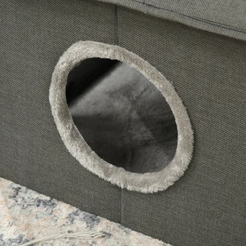 Rootz Cat Cave with Pillow - Cat Bed - Pet Travel Bed - Washable Cushion - MDF - Imitation Linen - Khaki Green - 39cm x 43.5cm x 40.5cm