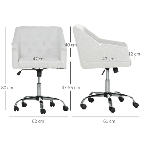 Rootz Chair - Office Chair - Desk Chair - Work Chair - Ergonomic Chair - Rocker Function - Height Adjustable - Cream White - 62L x 61W x 72-80H cm