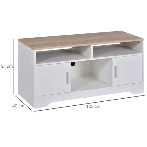 Rootz TV Bench - TV Stand - Modern Design - 3 Shelves And 2 Cabinets - Natural - 105 cm x 40 cm x 52 cm