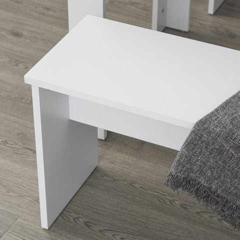 Rootz Eetkamerset - 2 Eetbanken - Eettafel - Eenvoudig Design - Wit - Bewerkt Hout