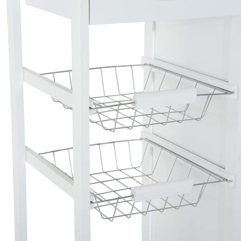 Rootz Keukentrolley - Keukentrolley - Serveerwagen - Keukenkast - Op wielen - Lades - Openslaande deur - Dienbladen - Wit - Naturel - Bruin