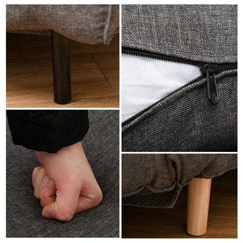 Rootz Single Sofa Bed - Slaapbank - Opklapbare Sofa - Verstelbare Rugleuning Ligstoel - Grijs - 95 x 95 x 80 cm