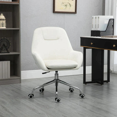 Rootz Office Chair - Desk Chair - Office Chair - Work Chair - Height Adjustable - 5 Castors - White - 65cm x 66cm x 97cm